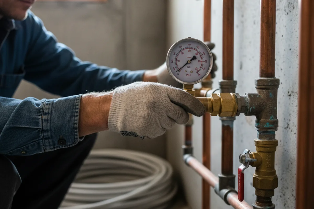 Pressure testing a repaired line during Water Line Repair in Sherborn